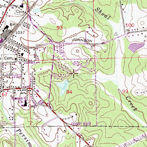 Topographic Map of Green Springs, GA