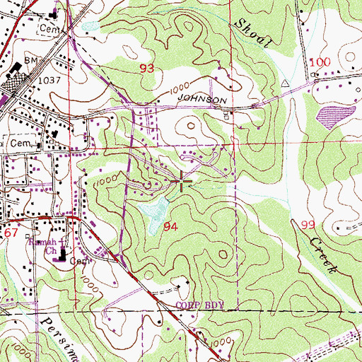 Topographic Map of Green Springs, GA
