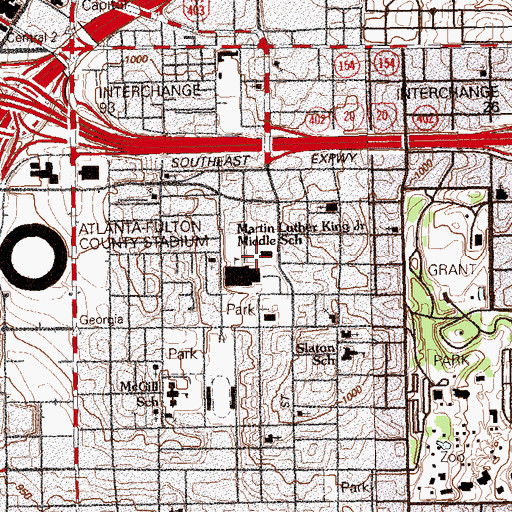 Topographic Map of Martin Luther King Jr Middle School Urban Learning Center, GA