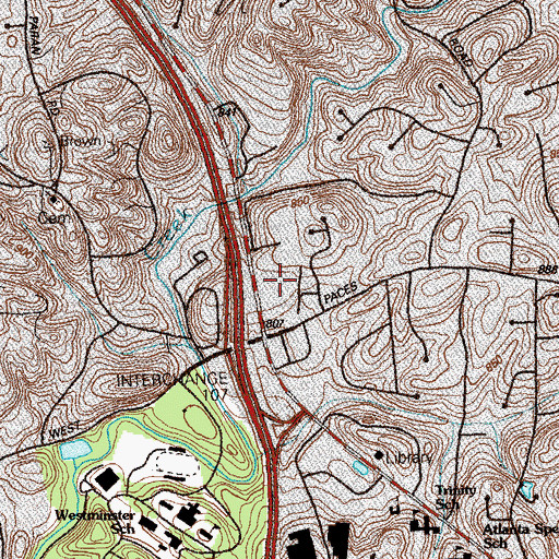 Topographic Map of Northside Parkway Shopping Center, GA