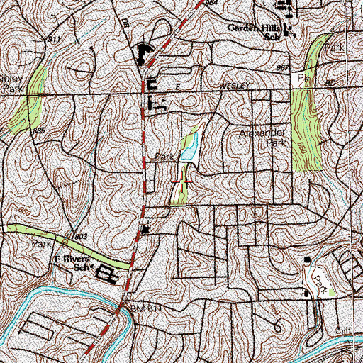 Topographic Map of Parkside Drive Park, GA