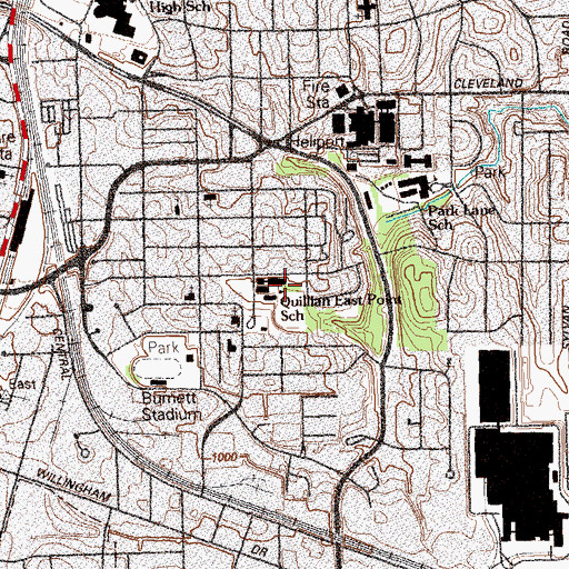 Topographic Map of Quillian-East Point Elementary School, GA