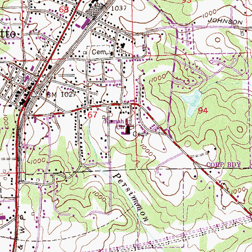 Topographic Map of Ramah Church, GA
