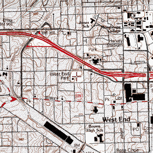Topographic Map of West End Park, GA
