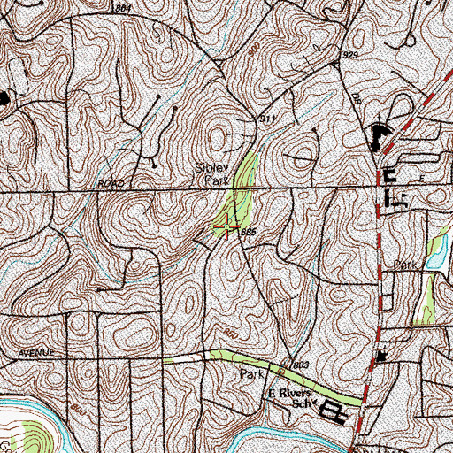 Topographic Map of Woodward Way Park, GA