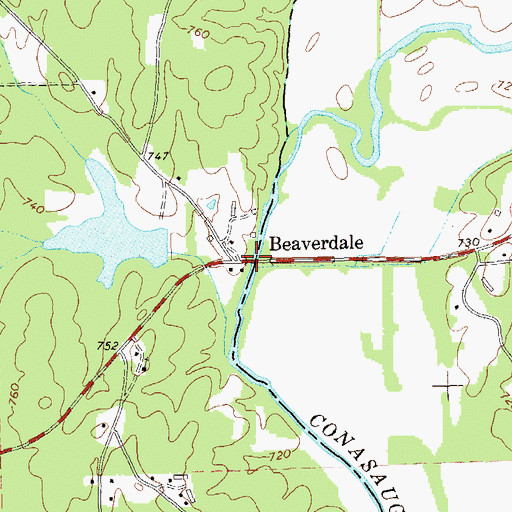 Topographic Map of Upper Kings Bridge, GA