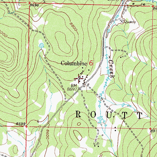Topographic Map of Columbine, CO