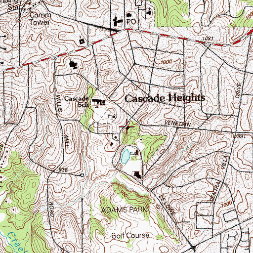 Topographic Map of Adams Park Branch Atlanta-Fulton Public Library, GA