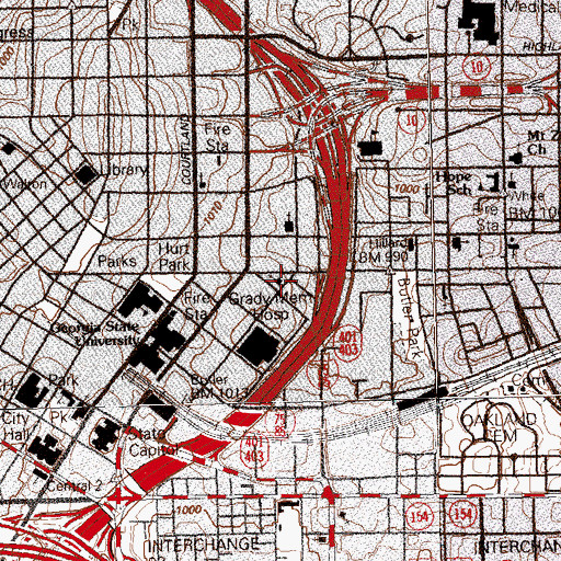 Topographic Map of Butler Street Christian Methodist Episcopal Church, GA