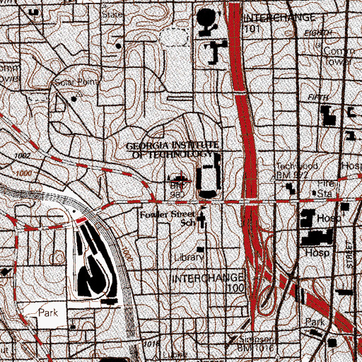 Topographic Map of Georgia Institute of Technology Historic District, GA