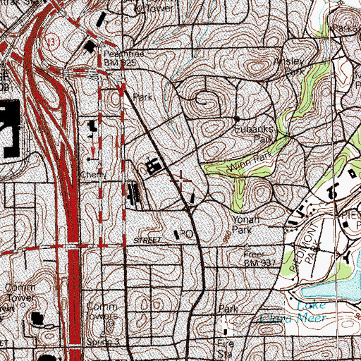 Topographic Map of Peachtree Branch Atlanta-Fulton Public Library, GA