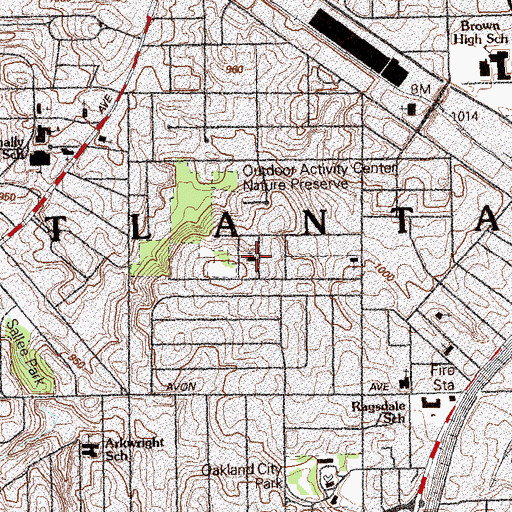 Topographic Map of West Oakland Baptist Church, GA