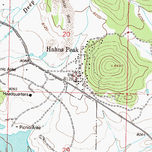 Topographic Map of Hahns Peak, CO