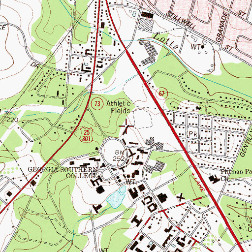 Topographic Map of Brannen Hall, GA