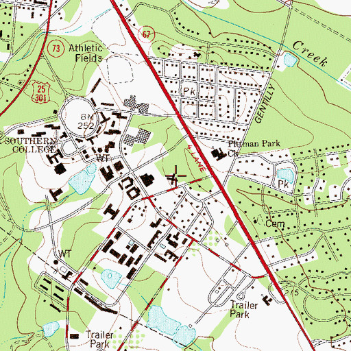 Topographic Map of Dorman Hall, GA