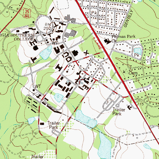 Topographic Map of Hampton Hall, GA