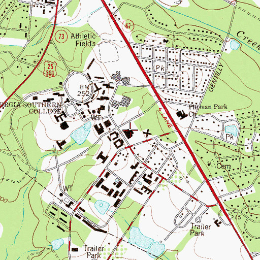 Topographic Map of Landrum Center, GA