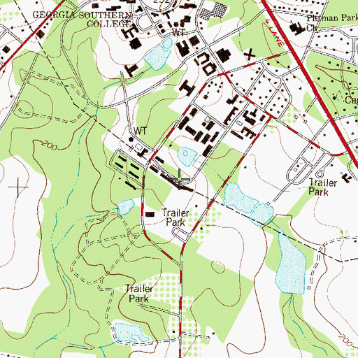Topographic Map of Oxford Hall, GA