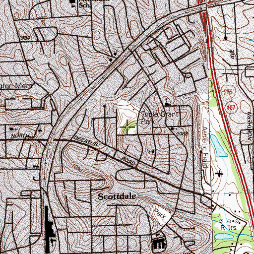 Topographic Map of Tobie Grant Park, GA