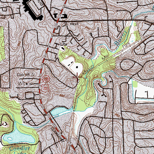 Topographic Map of Mason Mill Park, GA
