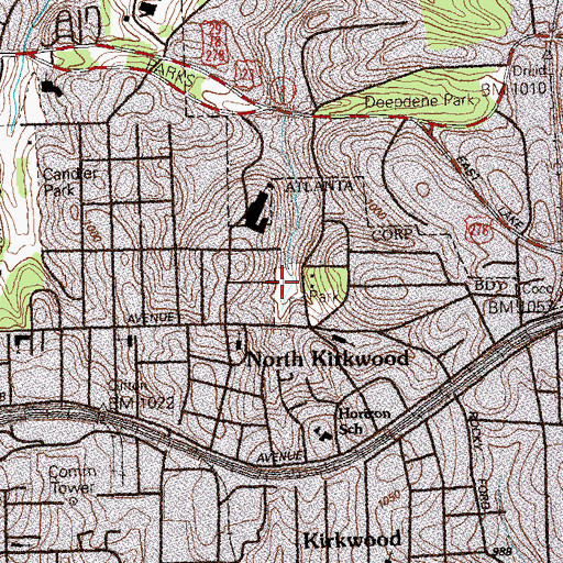 Topographic Map of Lake Claire Park, GA