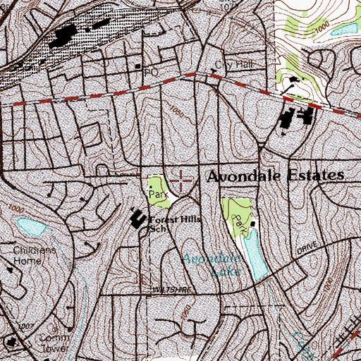 Topographic Map of Avondale Park, GA