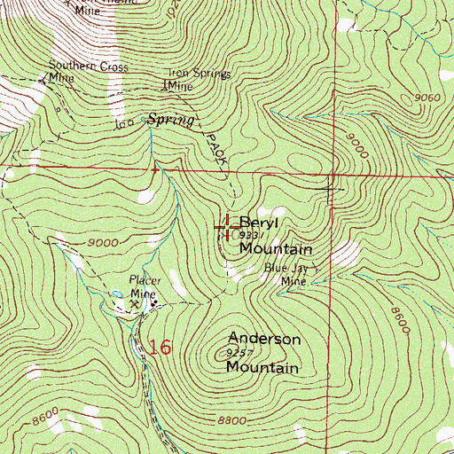 Topographic Map of Beryl Mountain, CO