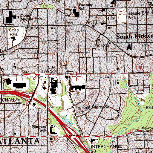Topographic Map of Temple of Faith, GA
