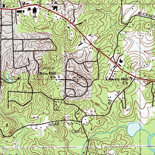 Topographic Map of Blackhawk Hills, GA