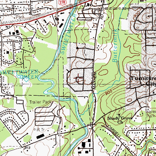 Topographic Map of Cheyenne Estates, GA