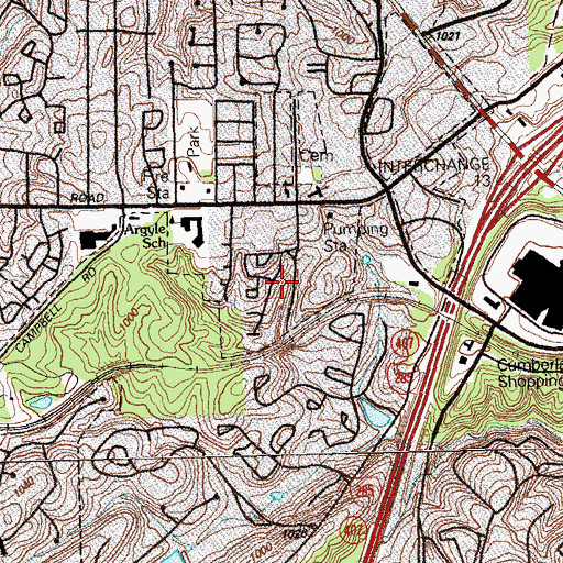 Topographic Map of Cumberland Bridge, GA