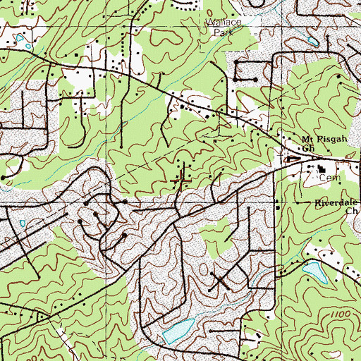 Topographic Map of Hembree Hills, GA