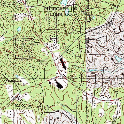 Topographic Map of Mountain Park Plaza Shopping Center, GA