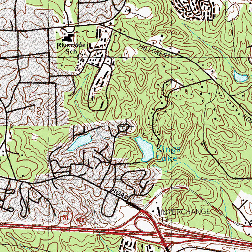 Topographic Map of Oakhill, GA