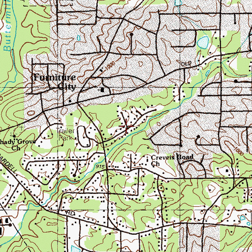 Topographic Map of Pine Creek, GA