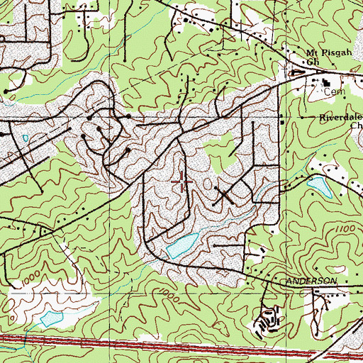 Topographic Map of Pleasant Acres, GA