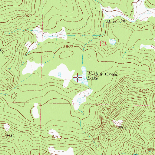 Topographic Map of Willow Creek Lake, CO