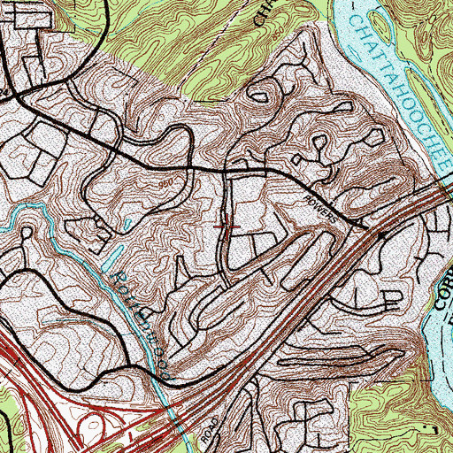 Topographic Map of Shadowwood, GA