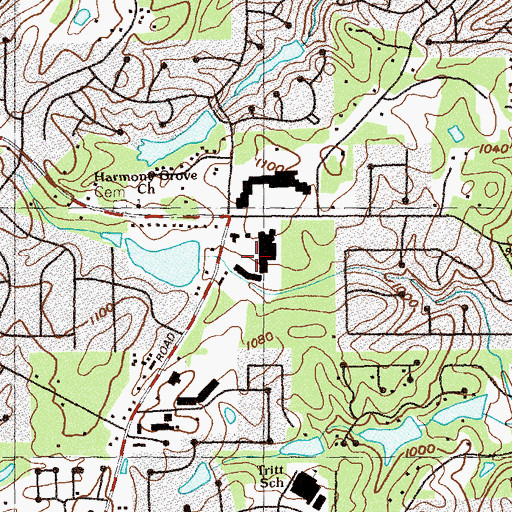 Topographic Map of Shallowford Falls Shopping Center, GA