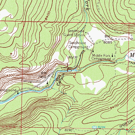 Topographic Map of Middle Fork Elk River, CO