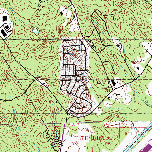 Topographic Map of The Village Mobile Home Park, GA
