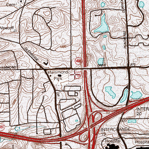Topographic Map of Webb School, GA