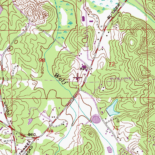 Topographic Map of Emanuel Church, GA
