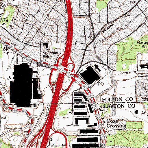 Topographic Map of Plunket Town, GA