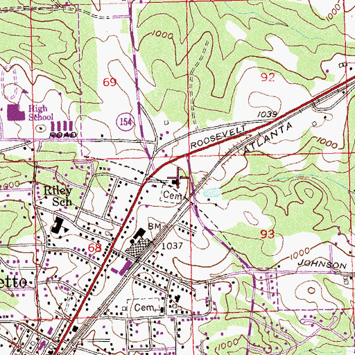 Topographic Map of Ramah Church, GA