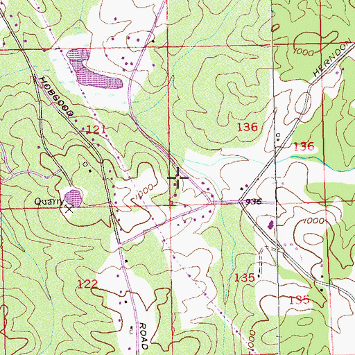 Topographic Map of Piney Grove Church, GA