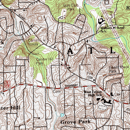 Topographic Map of Simsville, GA