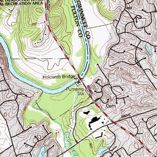 Topographic Map of Holcomb Ferry (historical), GA