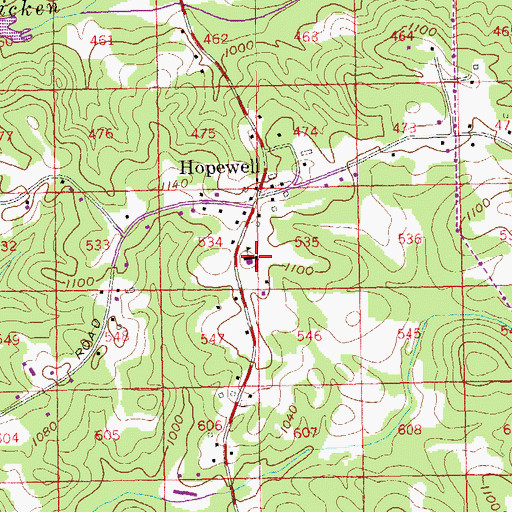 Topographic Map of Hopewell School, GA