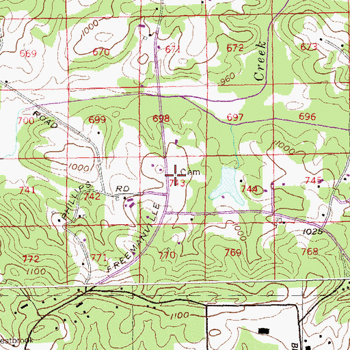 Topographic Map of Phillips Cemetery, GA